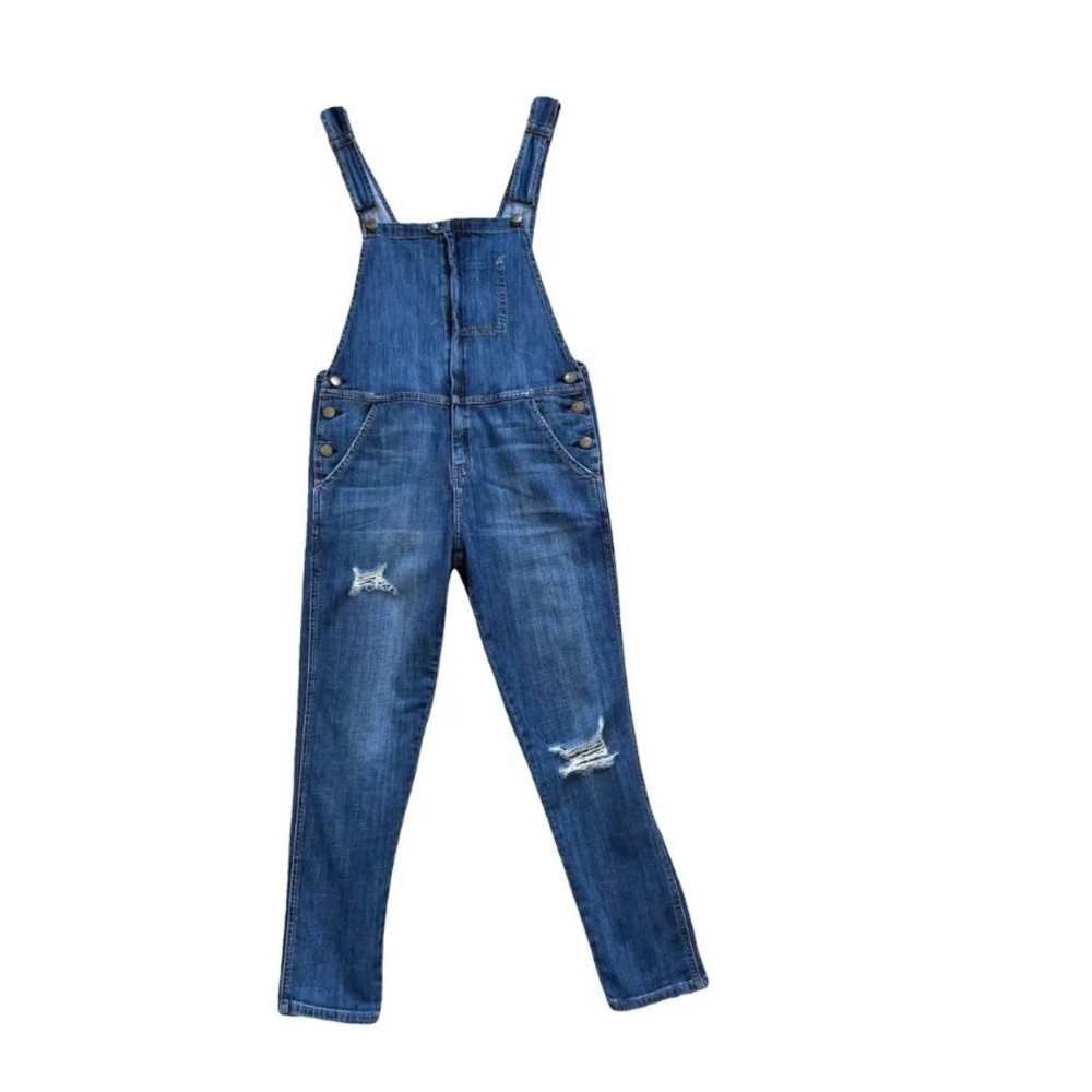 Current/Elliott Indigo Denim Overalls